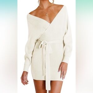 Deep V Sweater Mini Dress